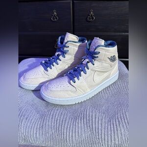 Jordan Cream and Blue Athletic Shoes